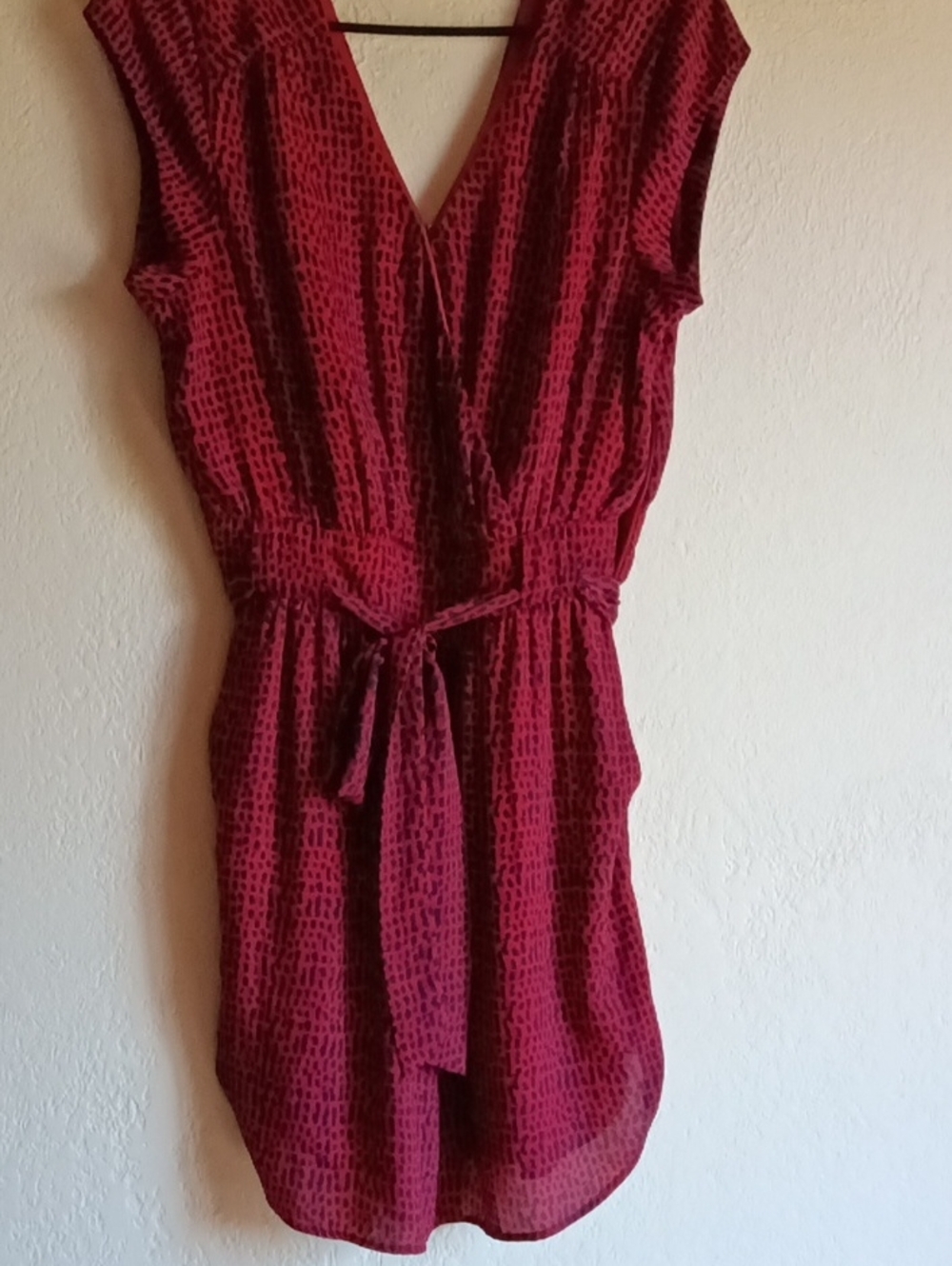 Islander Burgundy Textured Sleeveless Wrap Dress